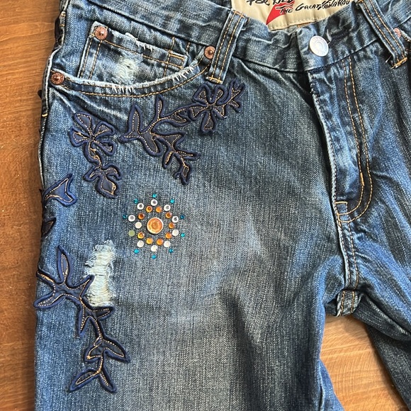 7 For All Mankind/The Great China Wall Vintage embellished embroidered jeans 30 - Picture 5 of 15